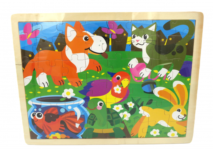 Puzzle de lemn, 48 de piese, animale domestice, 40x29 cm [1]