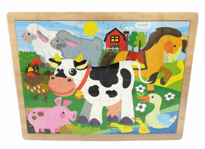 Puzzle de lemn, 48 de piese, animale de la ferma, 40x29 cm [1]