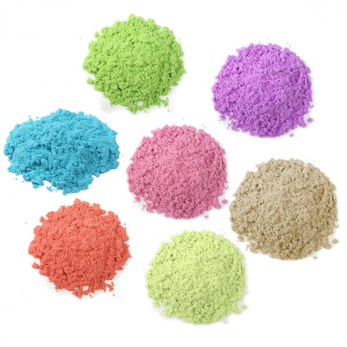 Nisip Kinetic, colorat, o culoare la alegere, in cutie, cu forme si lopatica, 1kg [8]