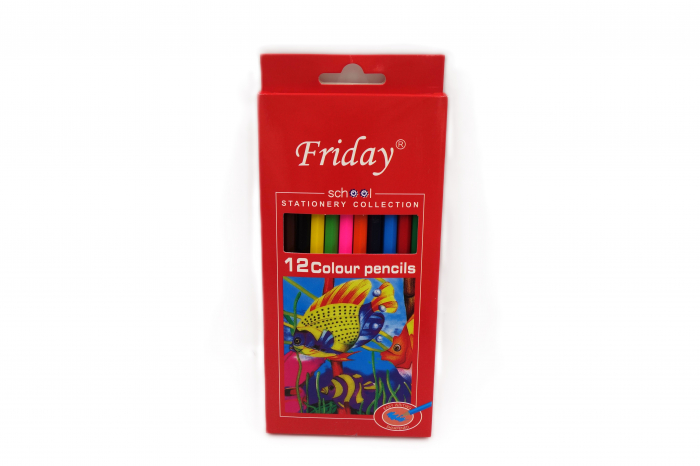 Set 12 creioane colorate, in cutie, 18 cm, Friday [3]