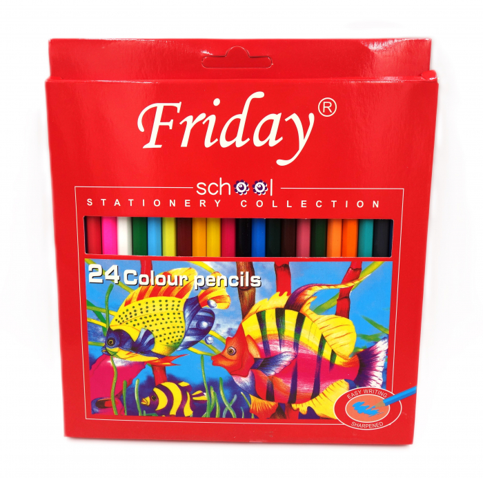 Set 24 creioane colorate, in cutie, 18 cm, Friday [3]