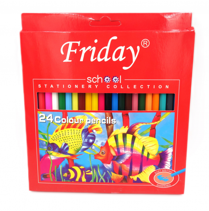 Set 24 creioane colorate, in cutie, 18 cm, Friday [1]