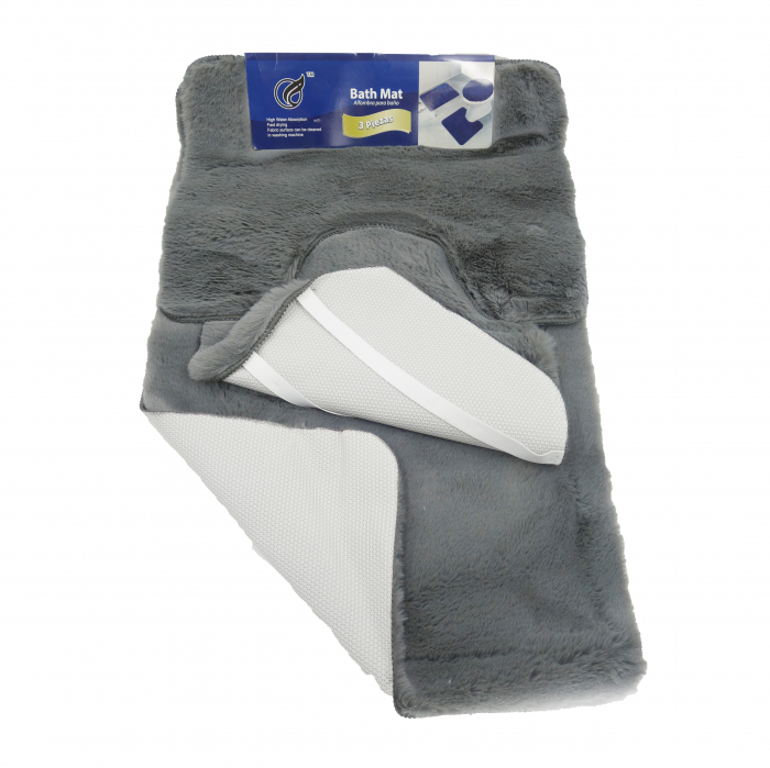Set 3 covoare de baie, extrapufoase, gri, 80 cm [3]