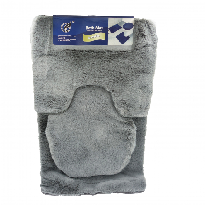 Set 3 covoare de baie, extrapufoase, gri, 80 cm [2]