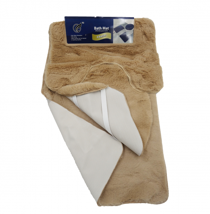Set 3 covoare de baie, extrapufoase, maro, 80 cm [3]