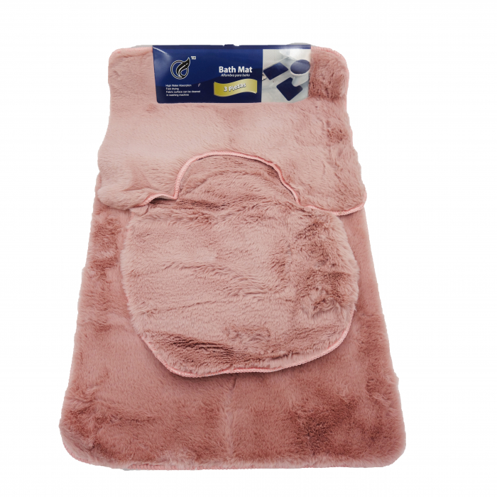 Set 3 covoare de baie, extrapufoase, roz somon, 80 cm [1]