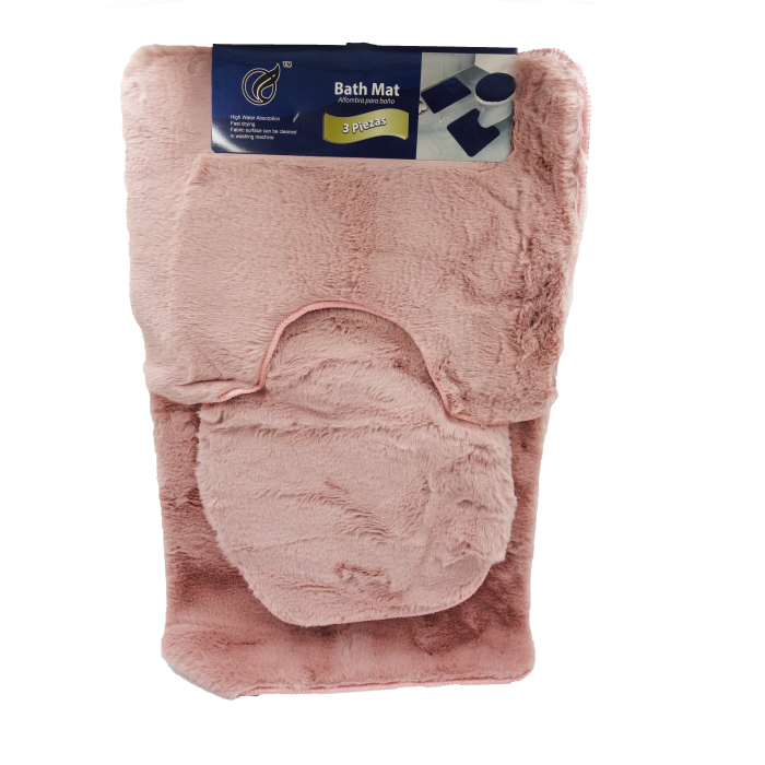 Set 3 covoare de baie, extrapufoase, roz somon, 80 cm [2]