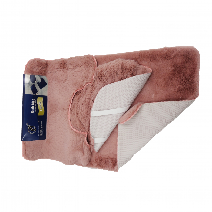 Set 3 covoare de baie, extrapufoase, roz somon, 80 cm [4]