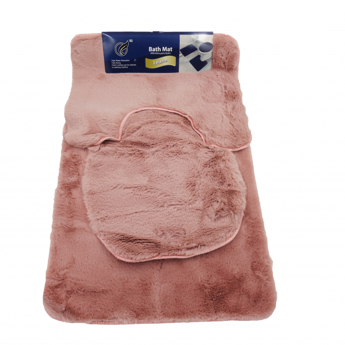 Set 3 covoare de baie, extrapufoase, roz somon, 80 cm [3]