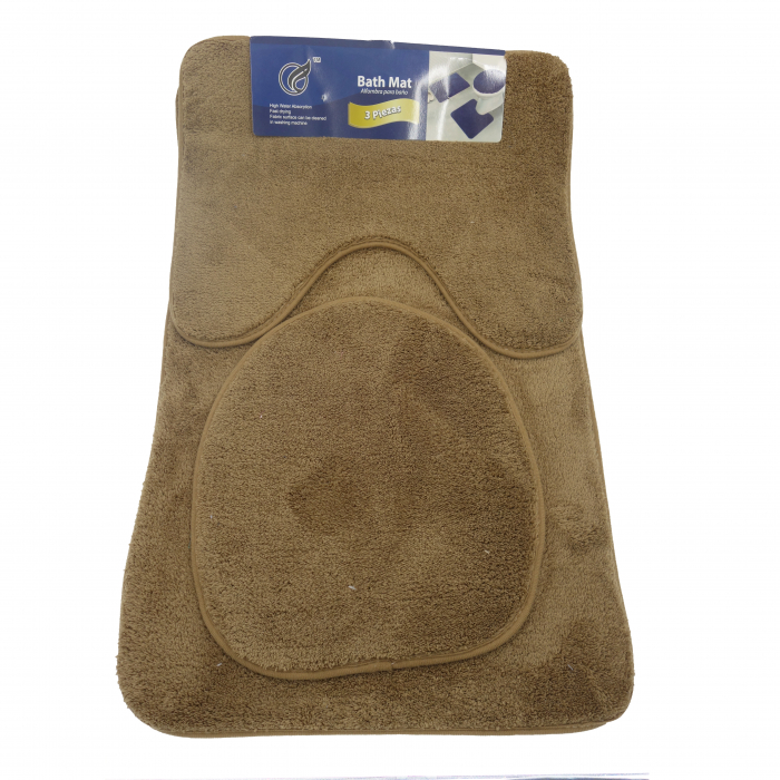 Set 3 covoare de baie, maro, pufos, 80 cm [1]