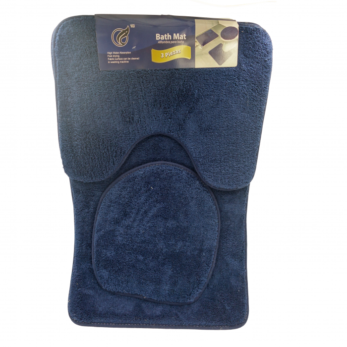 Set 3 covoare de baie, albastru inchis, pufos, 80 cm [1]