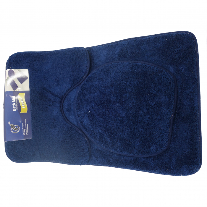 Set 3 covoare de baie, albastru inchis, pufos, 80 cm [2]