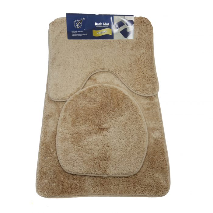 Set 3 covoare de baie, maro deschis, pufos, 80 cm [2]