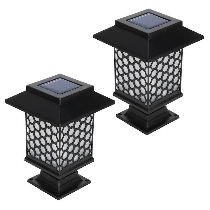 Set 3 lămpi solare de exterior pentru stâlpi sau gradina/terasa, model grilaj [4]