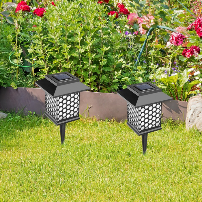 Set 3 lămpi solare de exterior pentru stâlpi sau gradina/terasa, model grilaj [5]