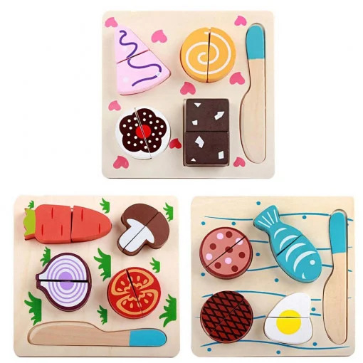Set 3 puzzle-uri educative, 3d, Feliere Alimente-Montessori [3]