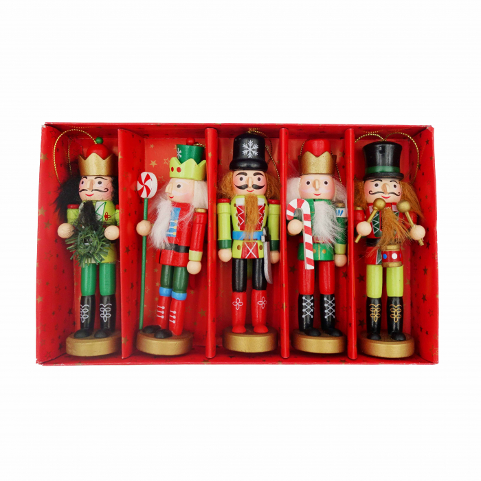 Set 5 soldatei, din lemn, pentru brad, 12 cm [2]