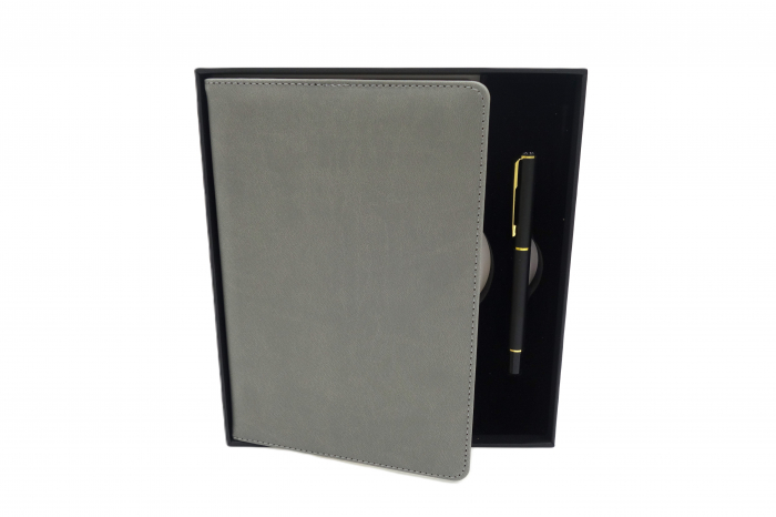 Set cadou, agenda si pix, pentru barbati, 22 cm, gri [2]