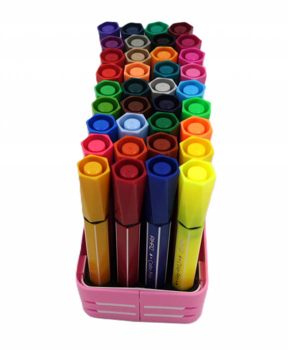 Set carioci scurte, 36 de culori, varf rotun, 12 cm [3]