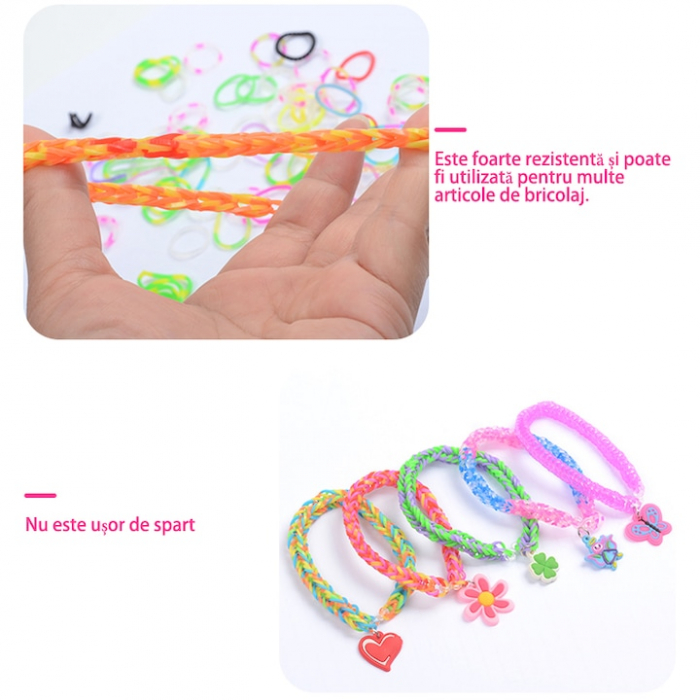 Set creativ cu elastice multicolore pentru creat bratari. Cutie in forma de floare. [4]