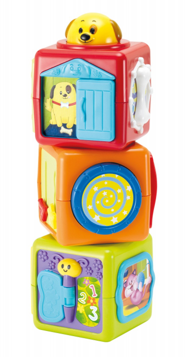 Set cuburi cu activități interactive, pentru bebeluși, cu animale, culori vibrante și elemente tactile, 3 luni+ [2]