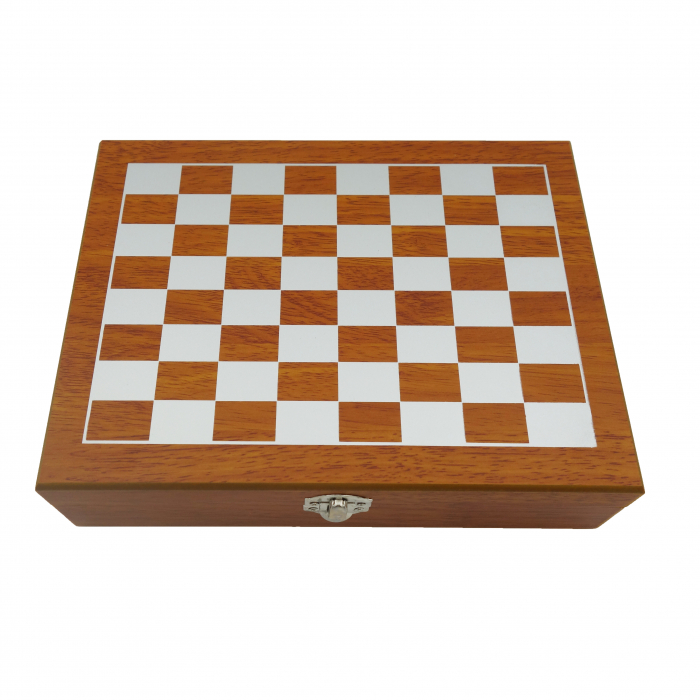 Set cutie cadou cu tabla de sah, accesorii, plosca, 4 pahare si palnie, 24 cm [5]