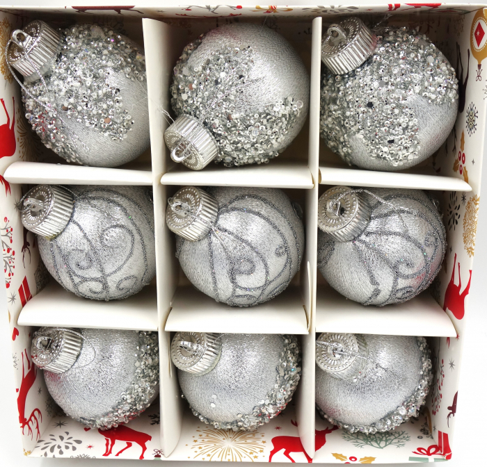 Set de 9 globuri argintii, 10 cm [3]