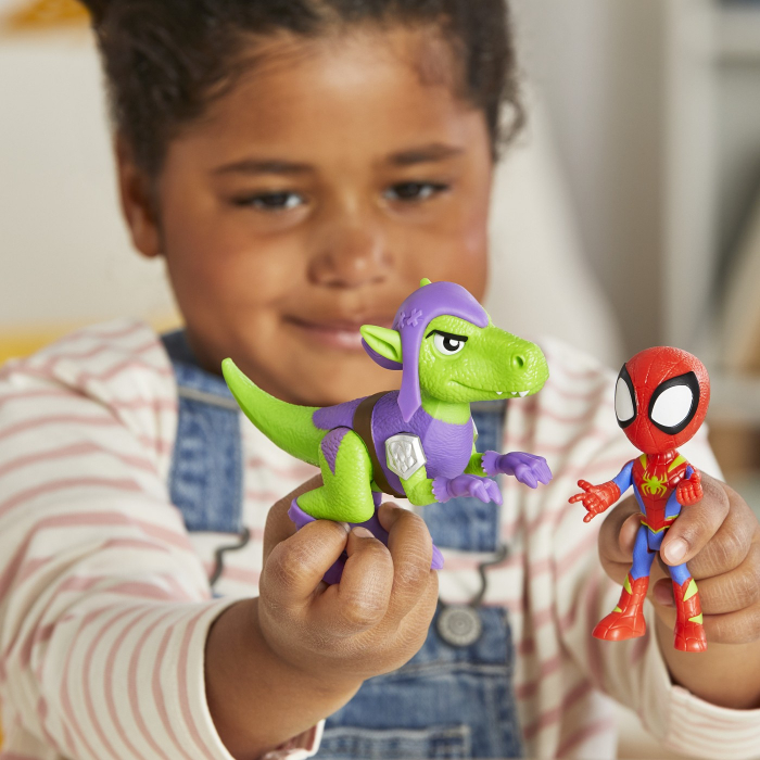 Set de figurine Spidey and His Amazing Friends, Spidey si Goblin Raptor, cu personaje articulate, 17 cm [4]