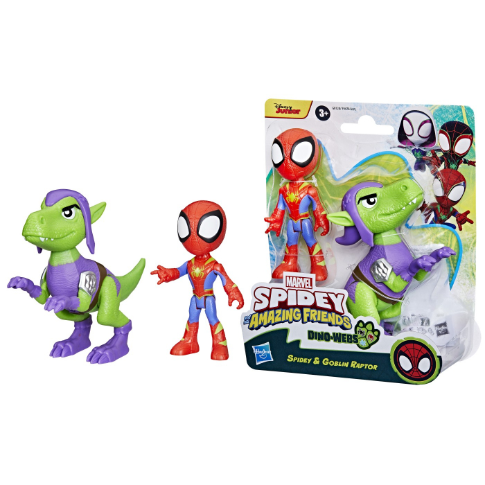 Set de figurine Spidey and His Amazing Friends, Spidey si Goblin Raptor, cu personaje articulate, 17 cm [1]