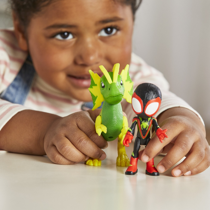 Set de figurine Spidey and His Amazing Friends, Miles si Electrosaurus, cu personaje articulate, 17 cm [4]