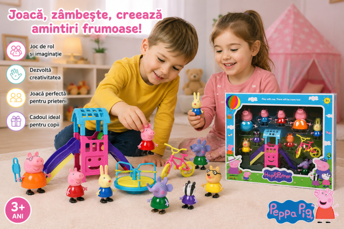 Set Figurine Peppa Pig cu Loc de Joacă – 9 Personaje și Accesorii | 3+ ani [3]