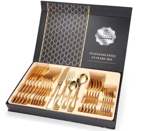 Set Tacâmuri 24 Piese  – Inox Premium, Auriu, clasic [2]