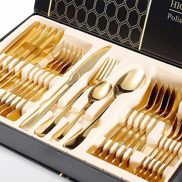 Set Tacâmuri 24 Piese  – Inox Premium, Auriu, clasic [1]