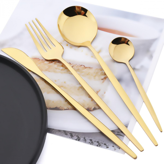 Set Tacâmuri 24 Piese  – Inox Premium, Auriu [3]