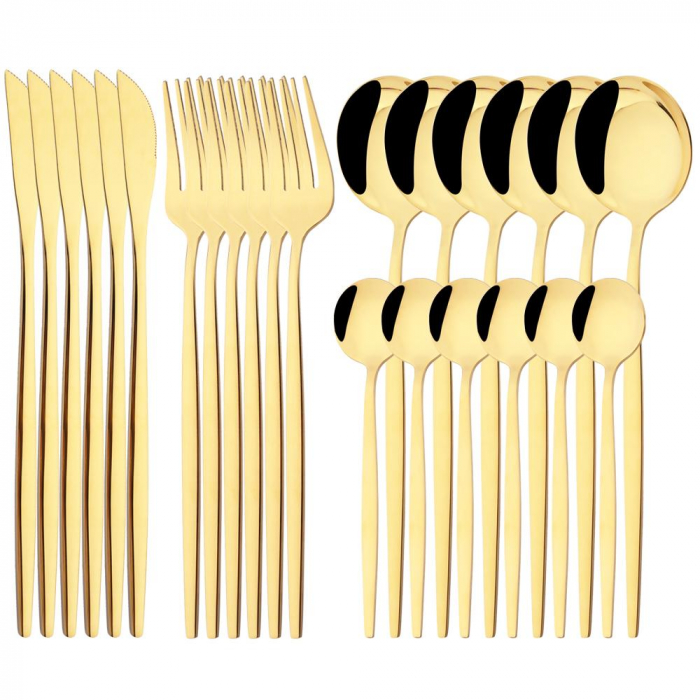 Set Tacâmuri 24 Piese  – Inox Premium, Auriu [2]