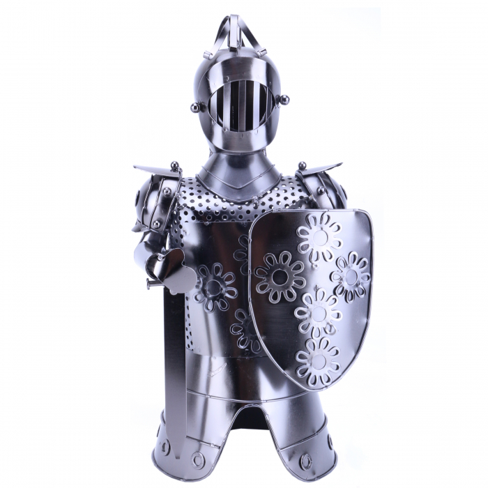 Suport de vin din metal lucios - Cavaler cu scut [1]