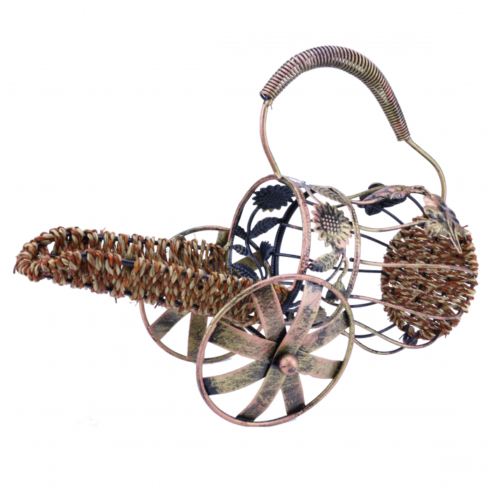 Suport pentru sticla de vin, din fier, aramiu antichiza, model tun, 36 cm [1]