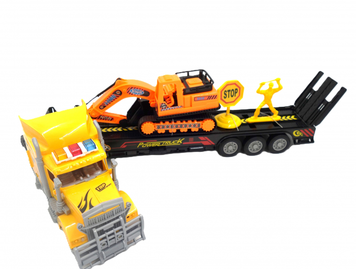 Tir cu telecomanda, cu remorca si excavator, 60 cm [3]