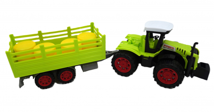 Tractor mecanic cu remorcă și baloți, detalii realiste, 35 cm [1]