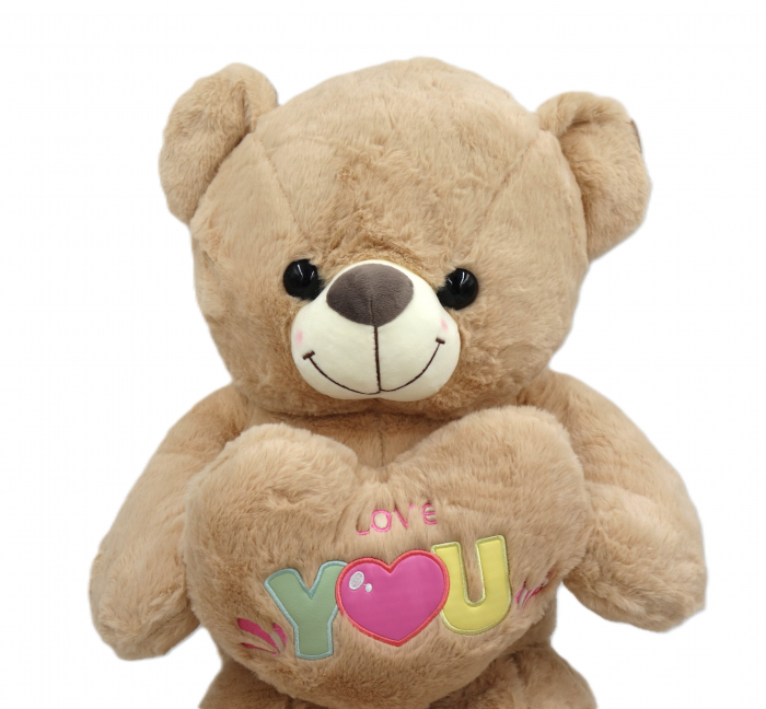Ursuleț de pluș crem, 70 cm, inimioară colorată "I Love You" [2]