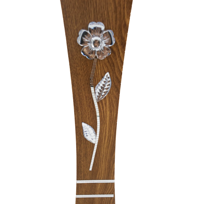 Vază decorativă cu floare argintie, MDF, 58 cm, mahon [6]