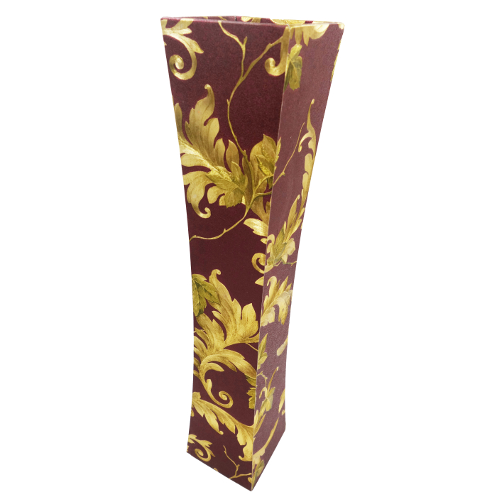 Vază decorativă cu model auriu si rosu, model floral, MDF, 58 cm [2]