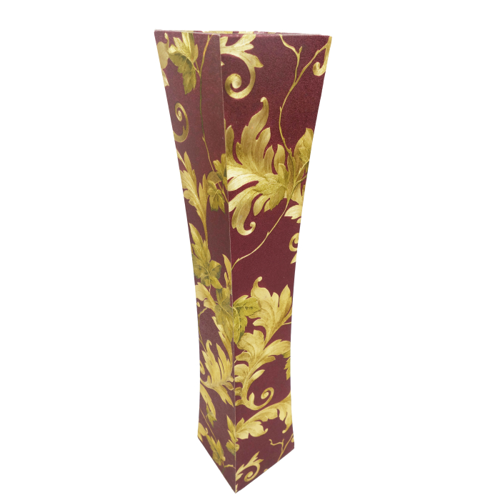 Vază decorativă cu model auriu si rosu, model floral, MDF, 58 cm [5]