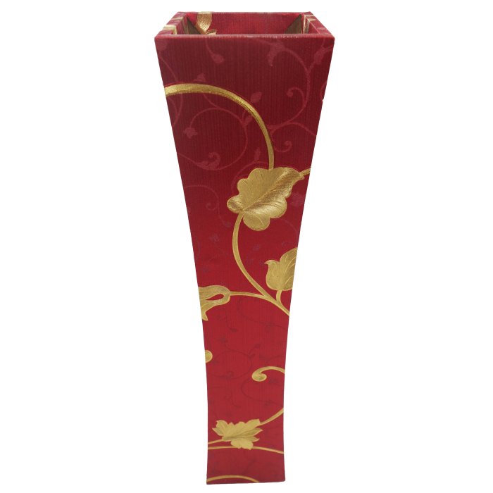 Vază decorativă cu model auriu, MDF, 58 cm, roșu [2]