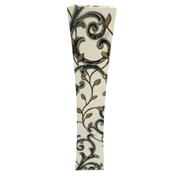 Vază decorativă cu motive negre, MDF, 58 cm, crem [1]