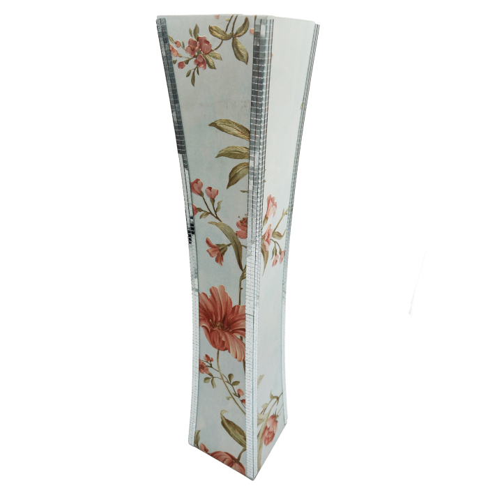 Vază decorativă florală cu mozaic, MDF, 58 cm, alb [1]