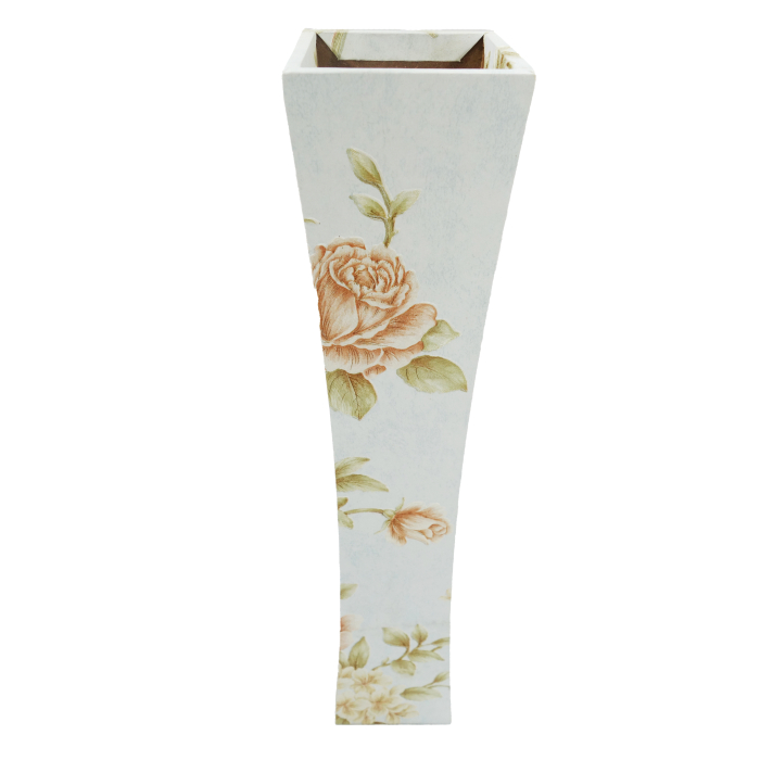 Vază decorativă florală, din MDF, 58 cm, albă [2]