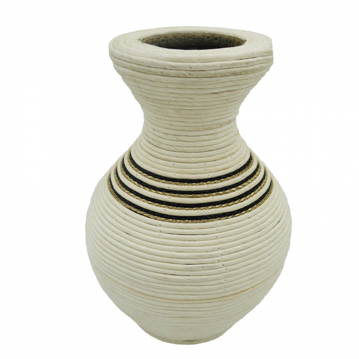 Vază pentru flori, din bambus, 25 cm, crem [3]
