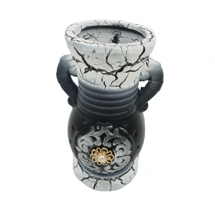 Vază pentru flori, din ceramica, model cu toarte si piatra, 20 cm [2]