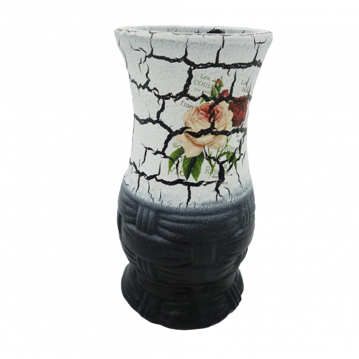 Vază pentru flori, din ceramica, model cu trandafiri, 20 cm [2]
